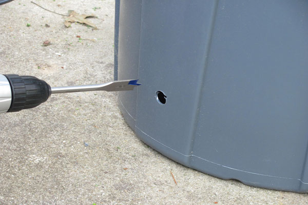 drill holes in your trash barrel to eliminate suction when pulling out your trash bag