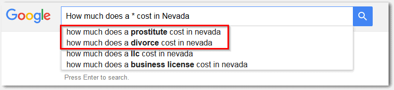 Nevada autocomplete search results don't look to good
