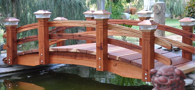 Japanese style redwood walk bridge