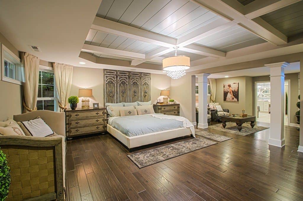 Beautiful modern master bedroom with tray ceiling