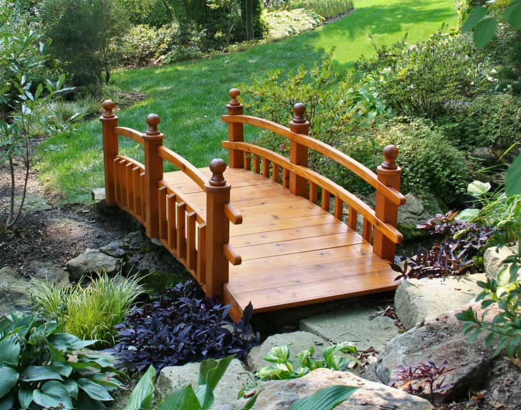 cedar english styled garden bridge