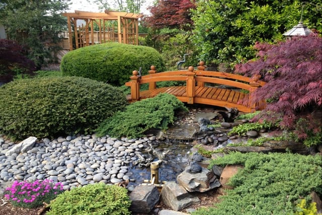beautiful japanese style garden bridge design for backyards