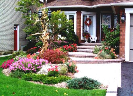 front yard landscaping with flowers