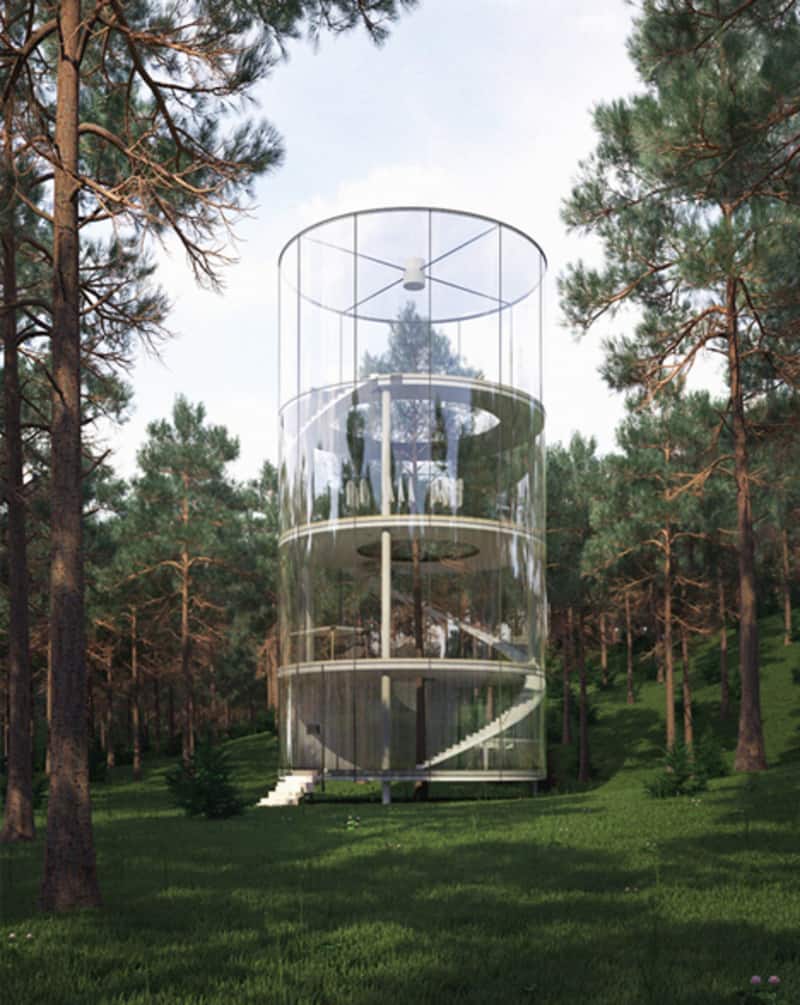 House around a tree design cylinder tree house