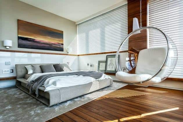 Modern Master Bedroom with Chair rail & Wall sconce