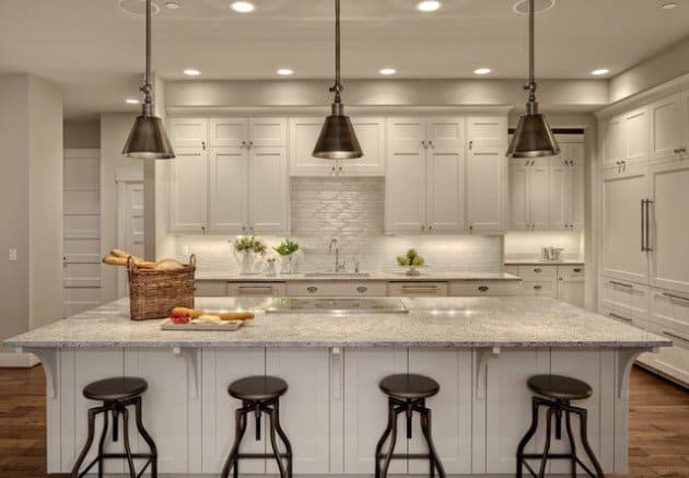 White kitchen with granite countetops