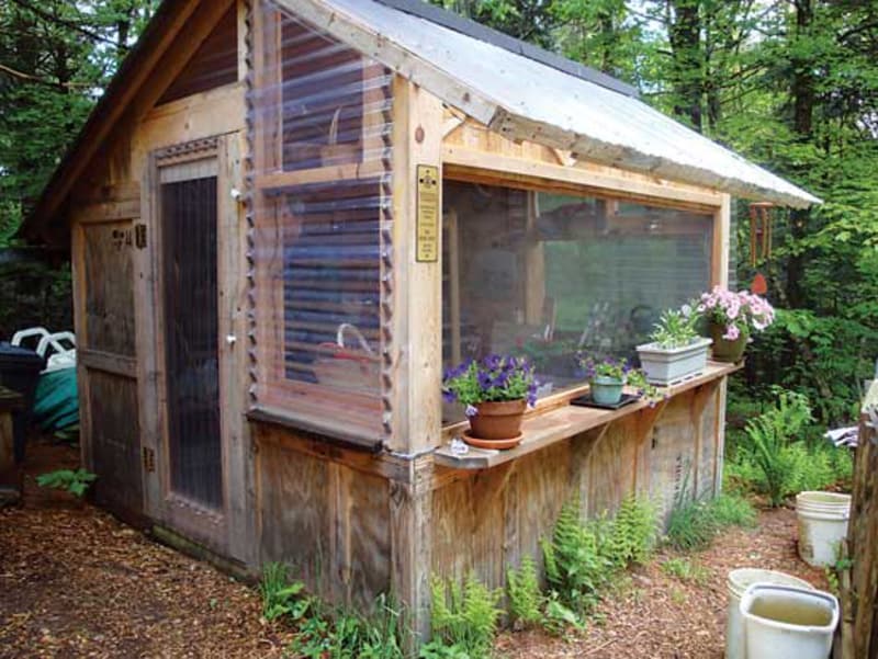 garden shed made of reclaimed wooden pallets