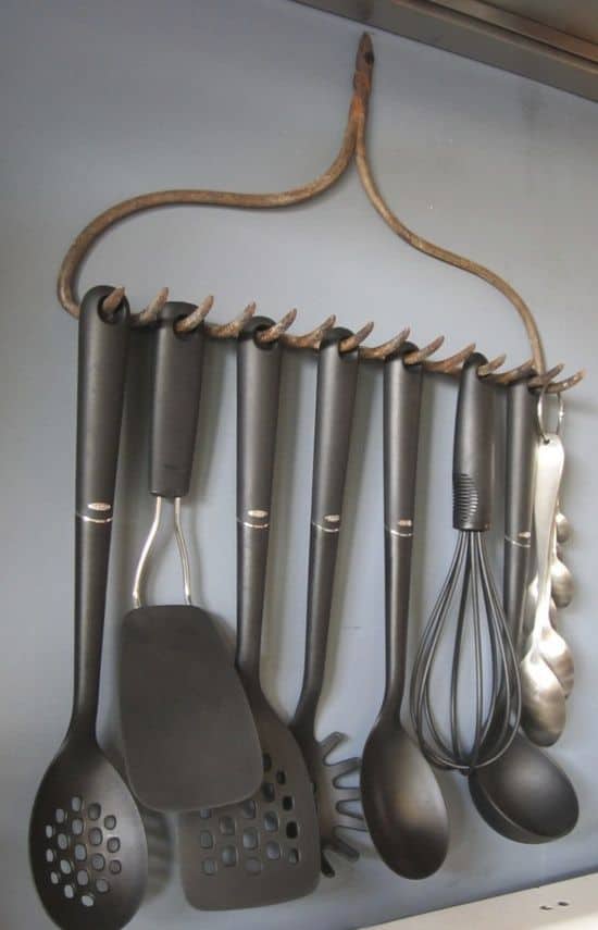 garden rake to store kitchen utensils