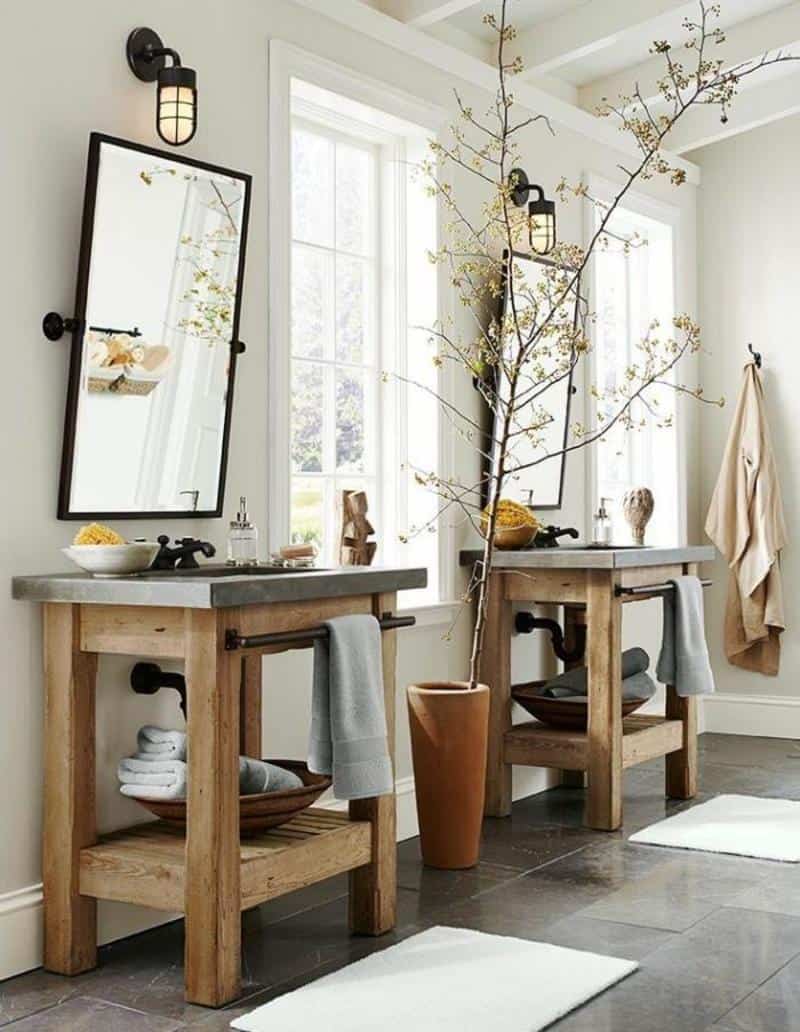 his and her rustic vanity