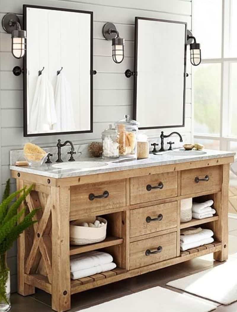 rustic bathroom vanity with modern look