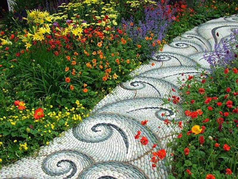 mosaic wave stone pathway