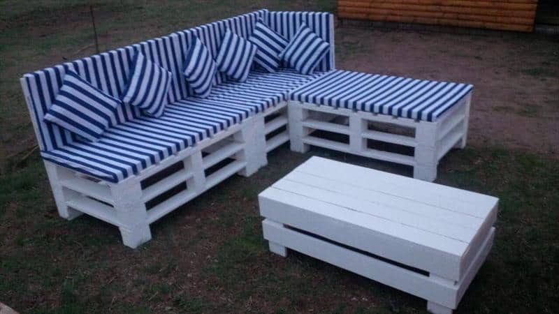 outdoor sectional set made of reclaimed wood