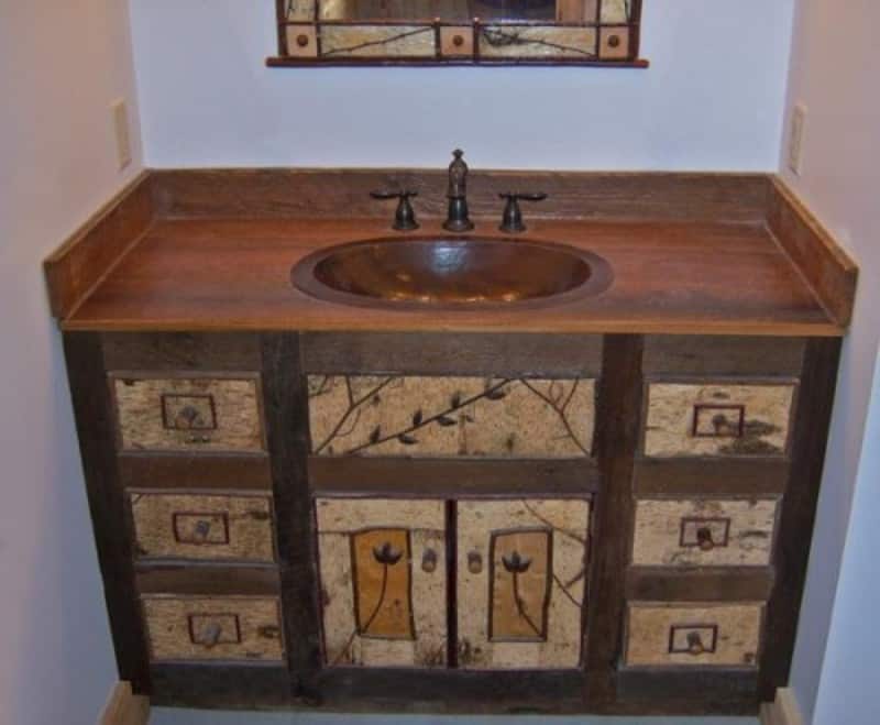 rusitc bathroom vanity made of reclaimed wood