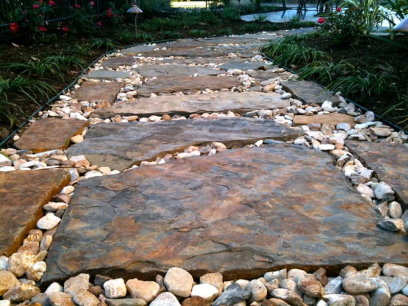 flagstone pathway with stone