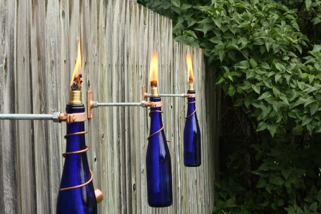 DIY wine bottle light torch
