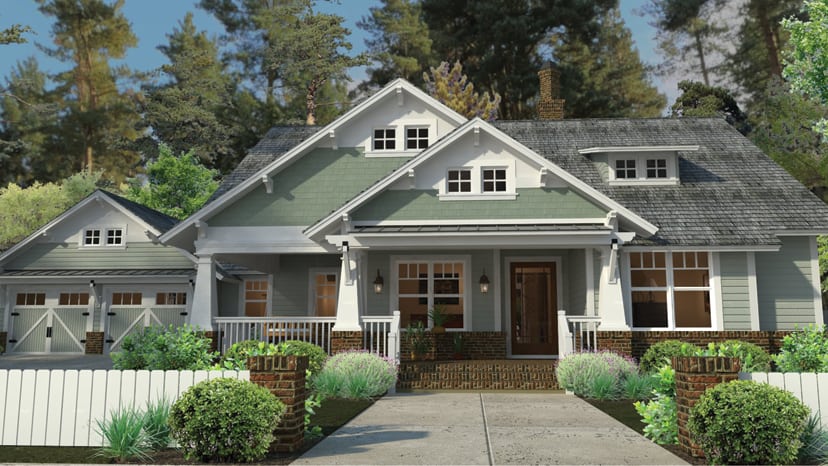 open porch craftsman home plan exterior